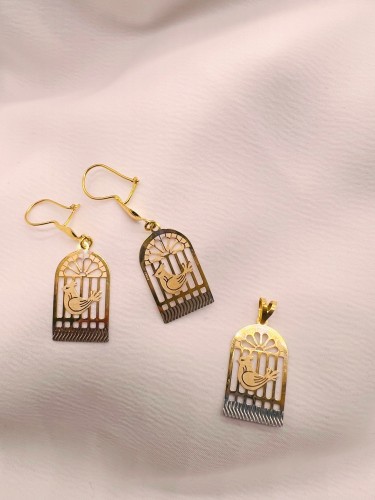 نیم ست طلا طرح مرغ آمین یکتاخواه (کد 5255)