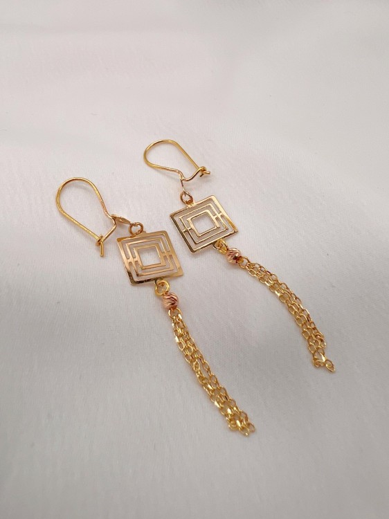 گوشواره طلا آویز هندسی یکتاخواه (کد 5302)