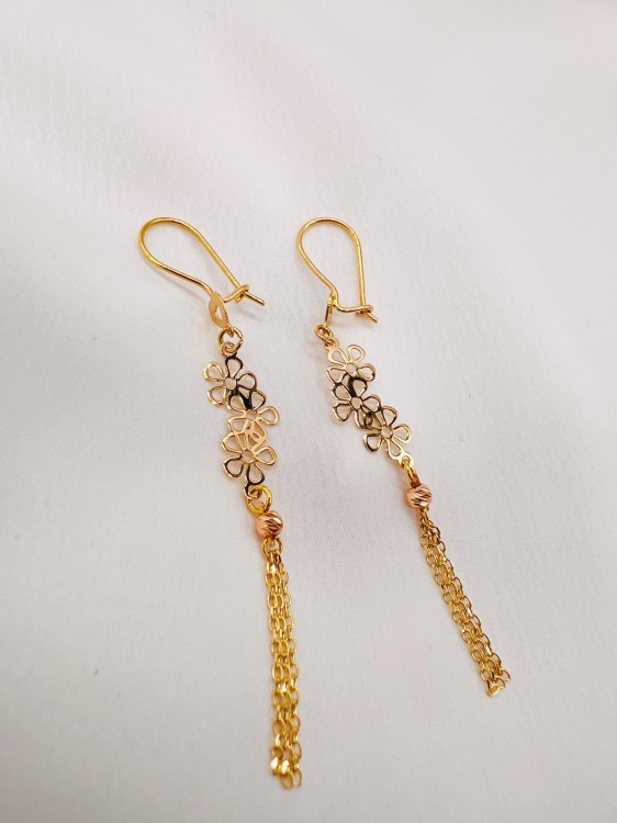 	گوشواره طلا آویز گل یکتاخوا (کد 5300)