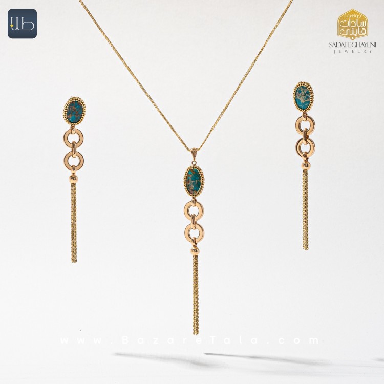 نیم ست طلا فیروزه (کد 3473)