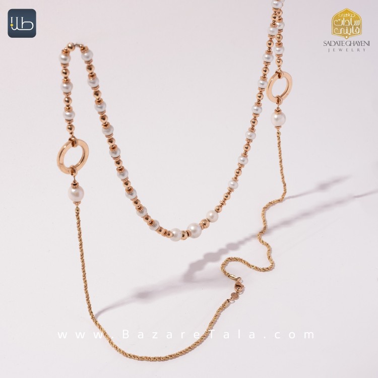 گردنبند طلا طرح کردا مروارید (کد 3474)