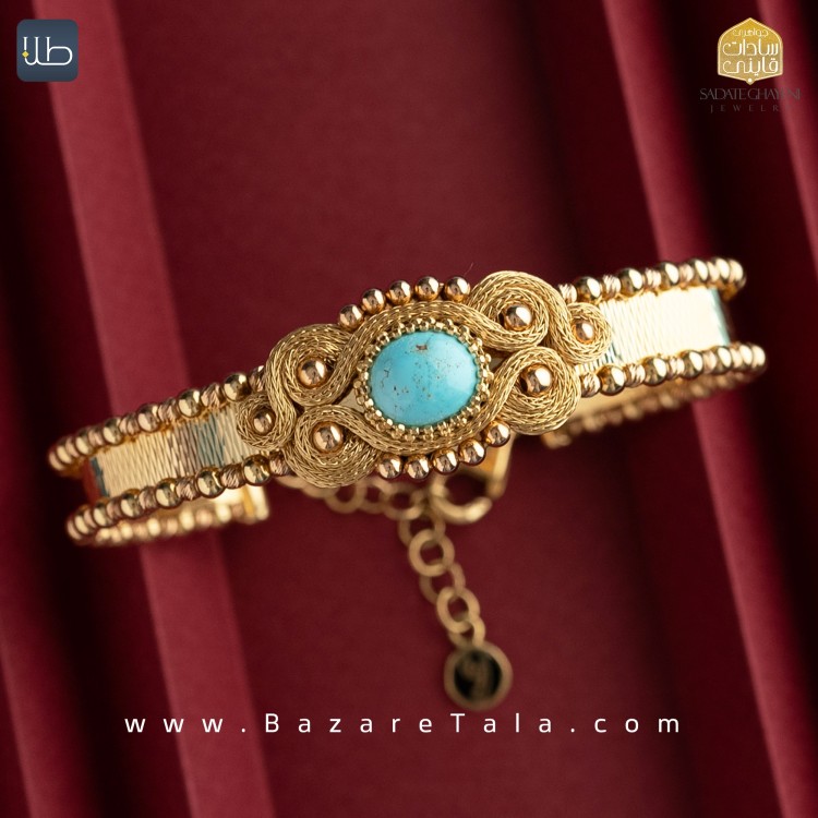 دستبند طلا فیروزه طرح شهربانو (کد 3471)