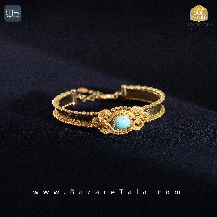 دستبند طلا فیروزه طرح شهربانو (کد 3471)