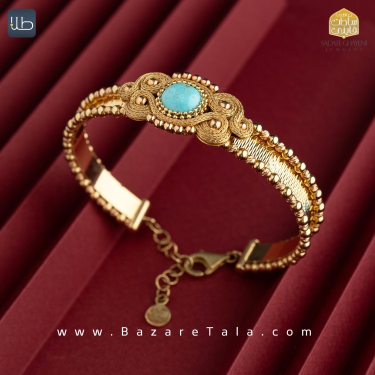 دستبند طلا فیروزه طرح شهربانو (کد 3471)