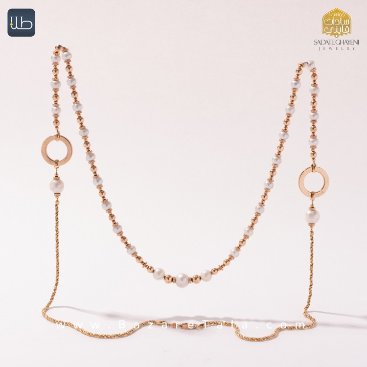 گردنبند طلا طرح کردا مروارید (کد 3474)