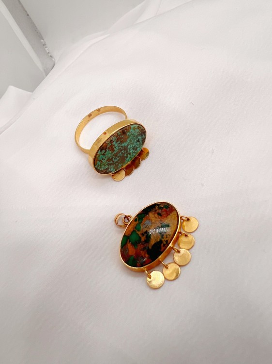 نیم ست طلا فیروزه یکتاخواه (کد 5410)