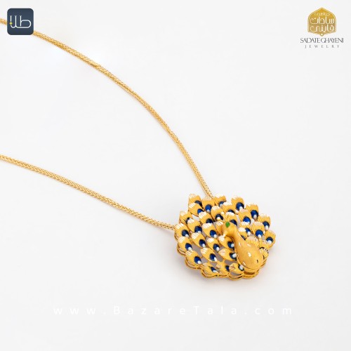 پلاک طلا طاووس هندسی