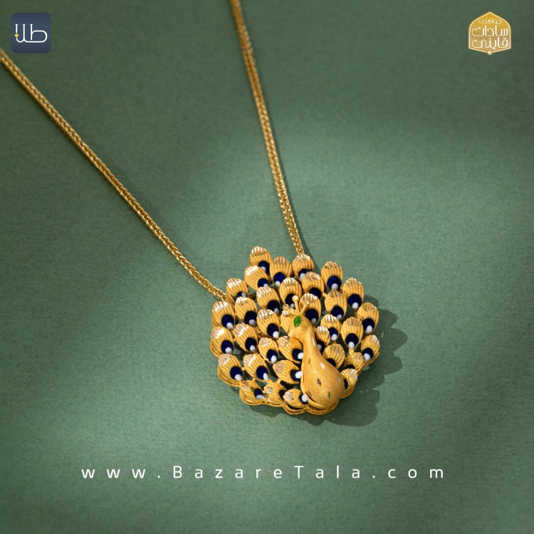 پلاک طلا طاووس هندسی (کد 4375)