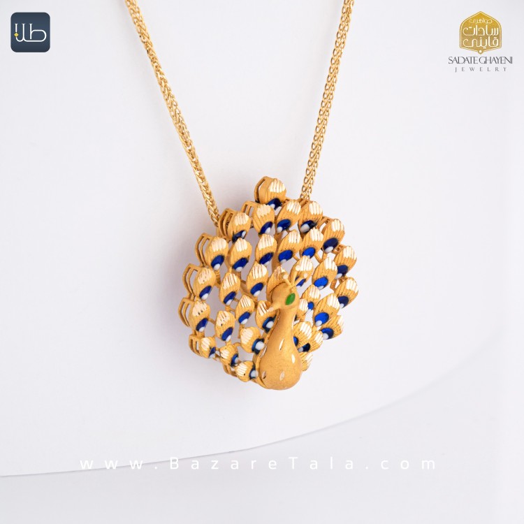 پلاک طلا طاووس هندسی (کد 4375)