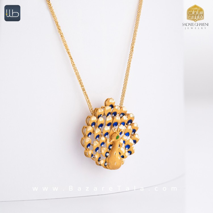 پلاک طلا طاووس هندسی (کد 4375)