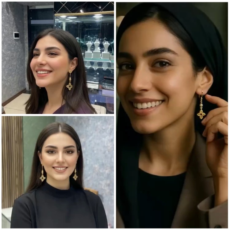 گوشواره آویز رز (کد 5497)