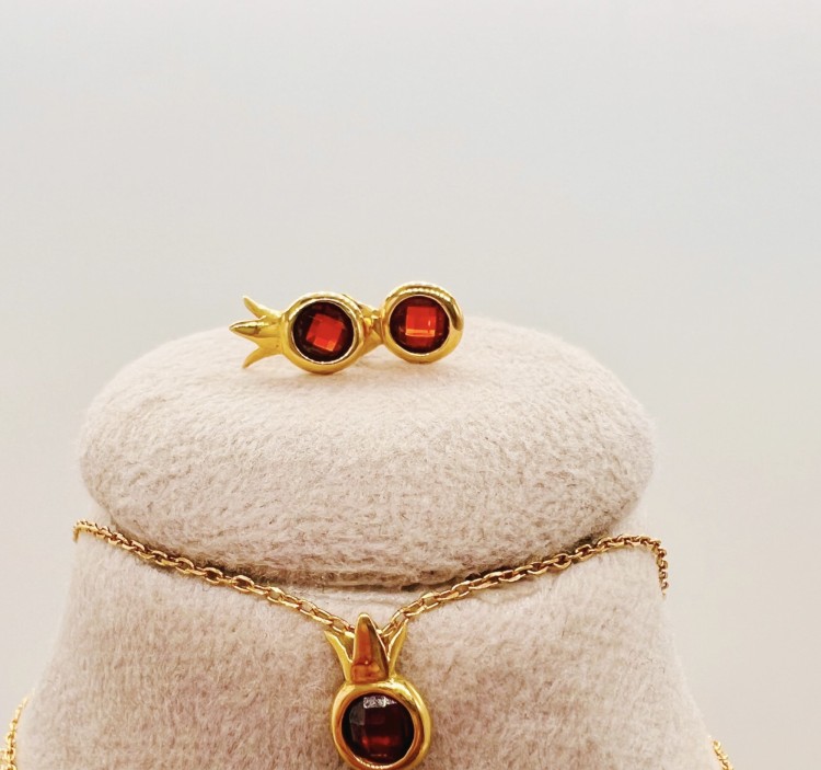 نیم ست طلا انار یکتاخواه (کد 5549)