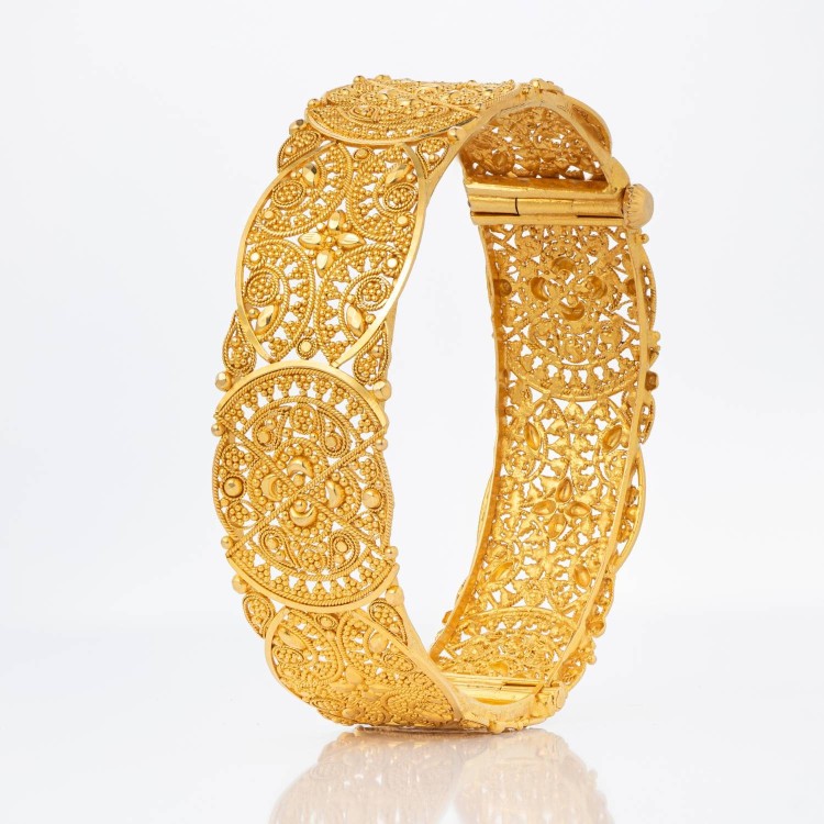 دستبند النگویی پهن طلا 21عیار (کد 5565)