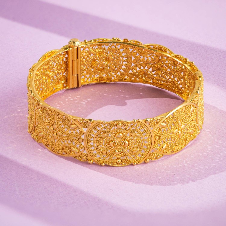 دستبند النگویی پهن طلا 21عیار (کد 5565)