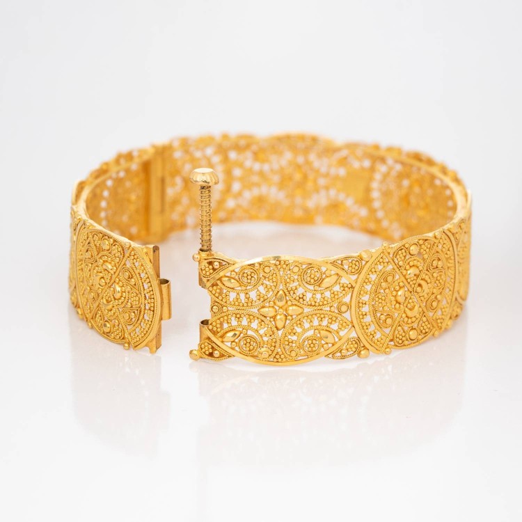 دستبند النگویی پهن طلا 21عیار (کد 5565)