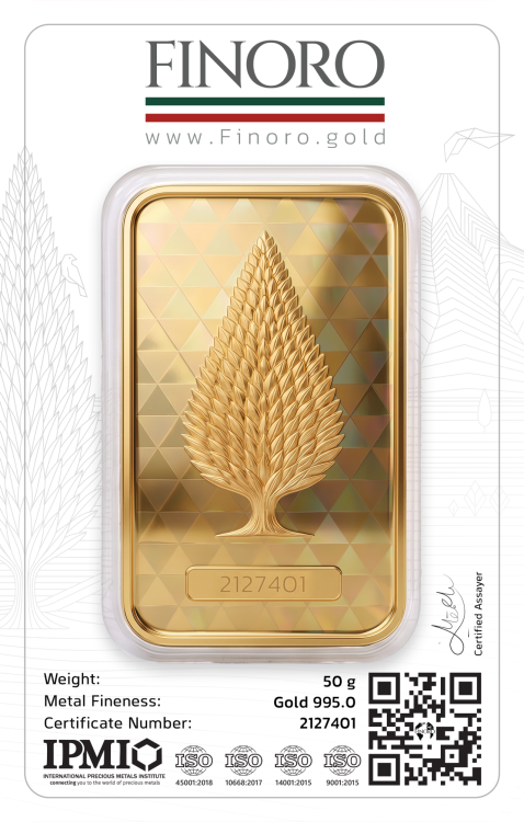 شمش طلای 50 گرمی فینورو (کد 5611)