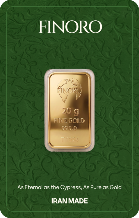 شمش طلای 20 گرمی فینورو (کد 5608)