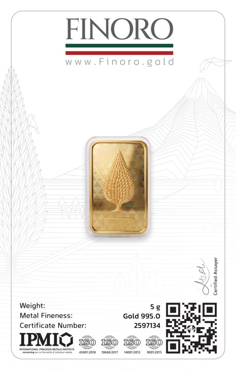 شمش طلای 5 گرمی فینورو (کد 5606)