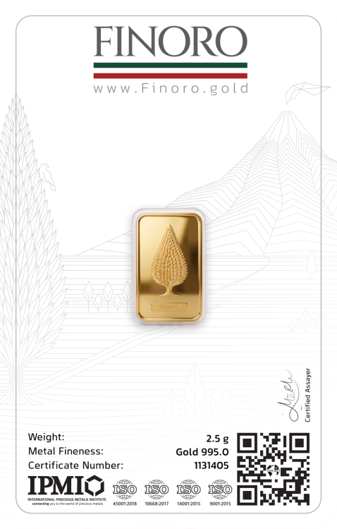 شمش طلای فینورو 2.5 گرمی (کد 5605)