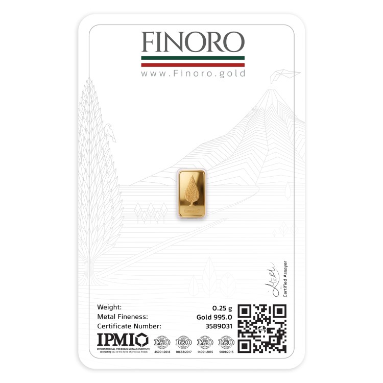 شمش طلای 250 سوت 24 عیار فینورو (کد 5602)