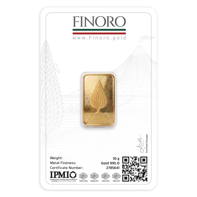 شمش طلای 10 گرمی 24 عیار فینورو (کد 5607)