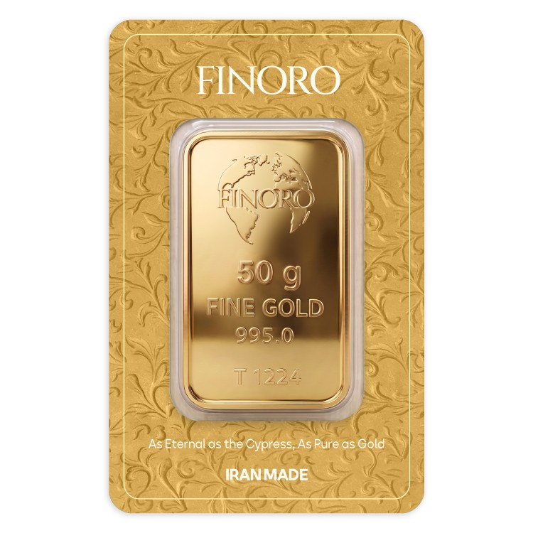 شمش طلای 50 گرمی 24 عیار فینورو (کد 5611)