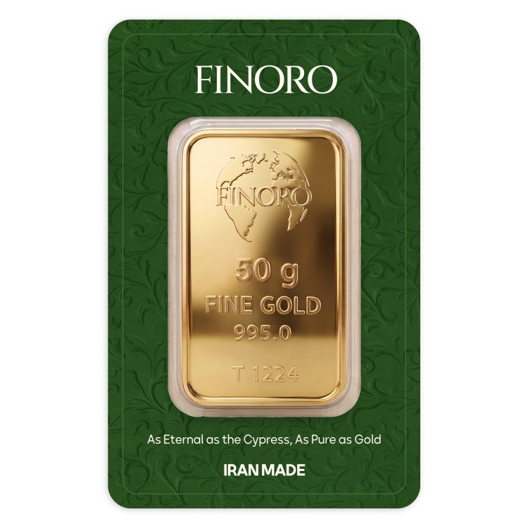 شمش طلای 50 گرمی 24 عیار فینورو (کد 5611)