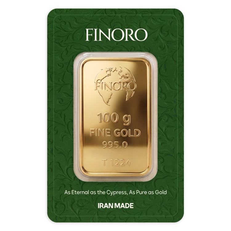 شمش طلای 100 گرمی 24 عیار فینورو (کد 5612)
