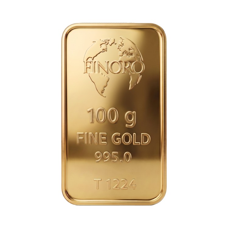 شمش طلای 100 گرمی 24 عیار فینورو (کد 5612)