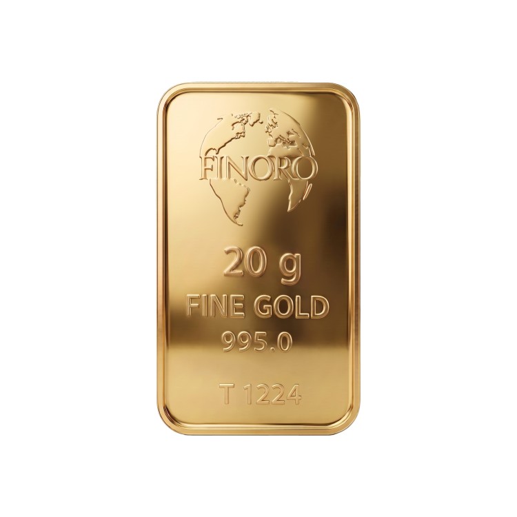 شمش طلای 20 گرمی 24 عیار فینورو (کد 5608)