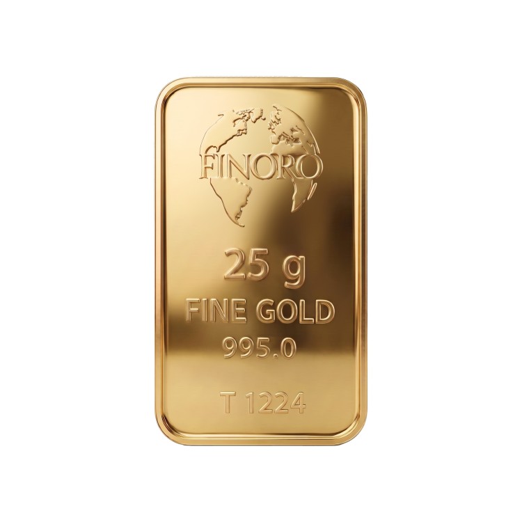 شمش طلای 25 گرمی 24 عیار فینورو (کد 5609)