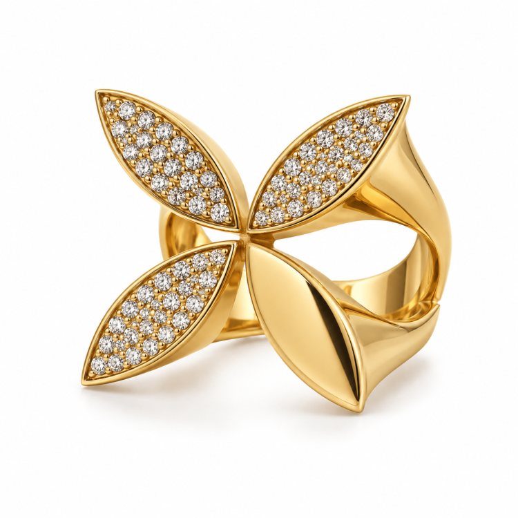 انگشتر طرح گل چهار پر (کد 5672)
