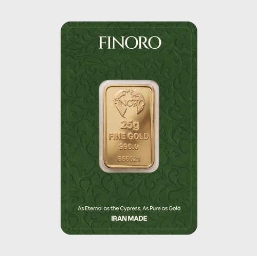 شمش طلای 25 گرمی 24 عیار فینورو (کد 5609)