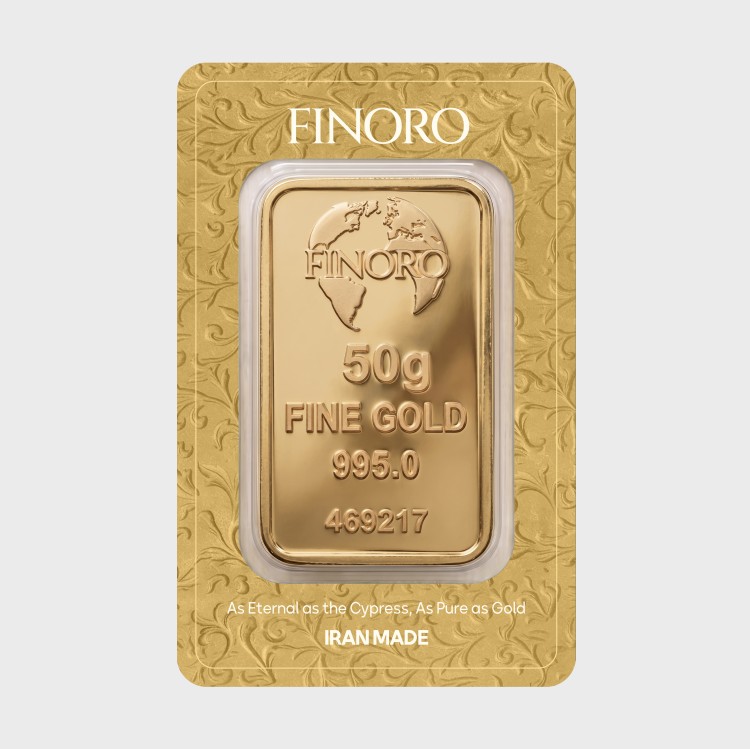 شمش طلای 50 گرمی 24 عیار فینورو (کد 5611)