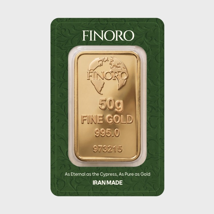 شمش طلای 50 گرمی 24 عیار فینورو (کد 5611)